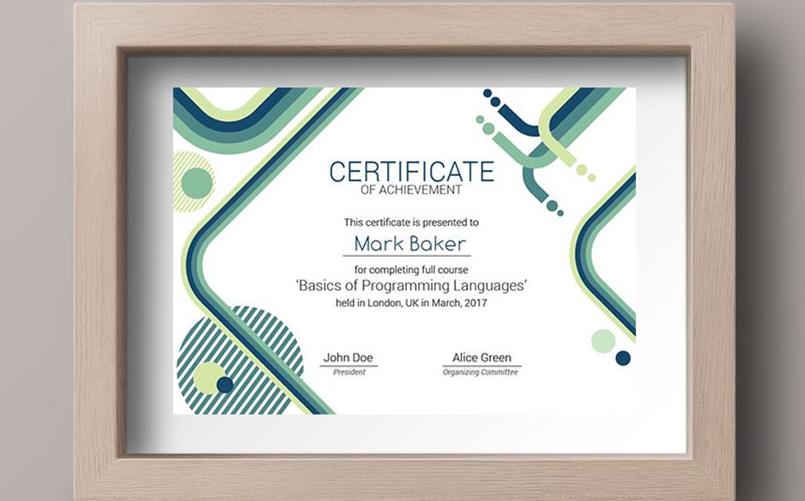 Plantilla de certificado para cursos de TI