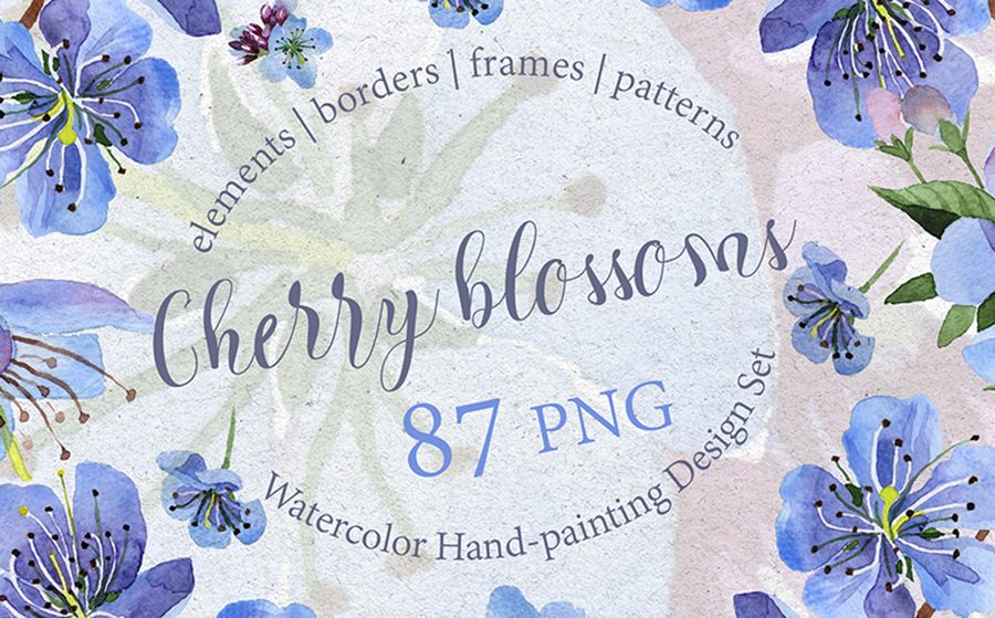 Cherry Blossoms - Paquete de acuarelas en PNG