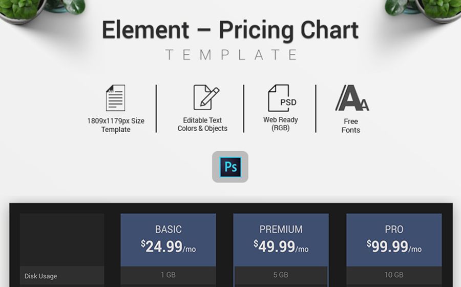 Element - Elementos infográficos de tabla de precios