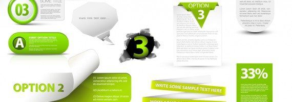 Set of green vector progress icons