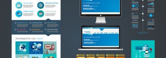 One page website flat UI UX design template