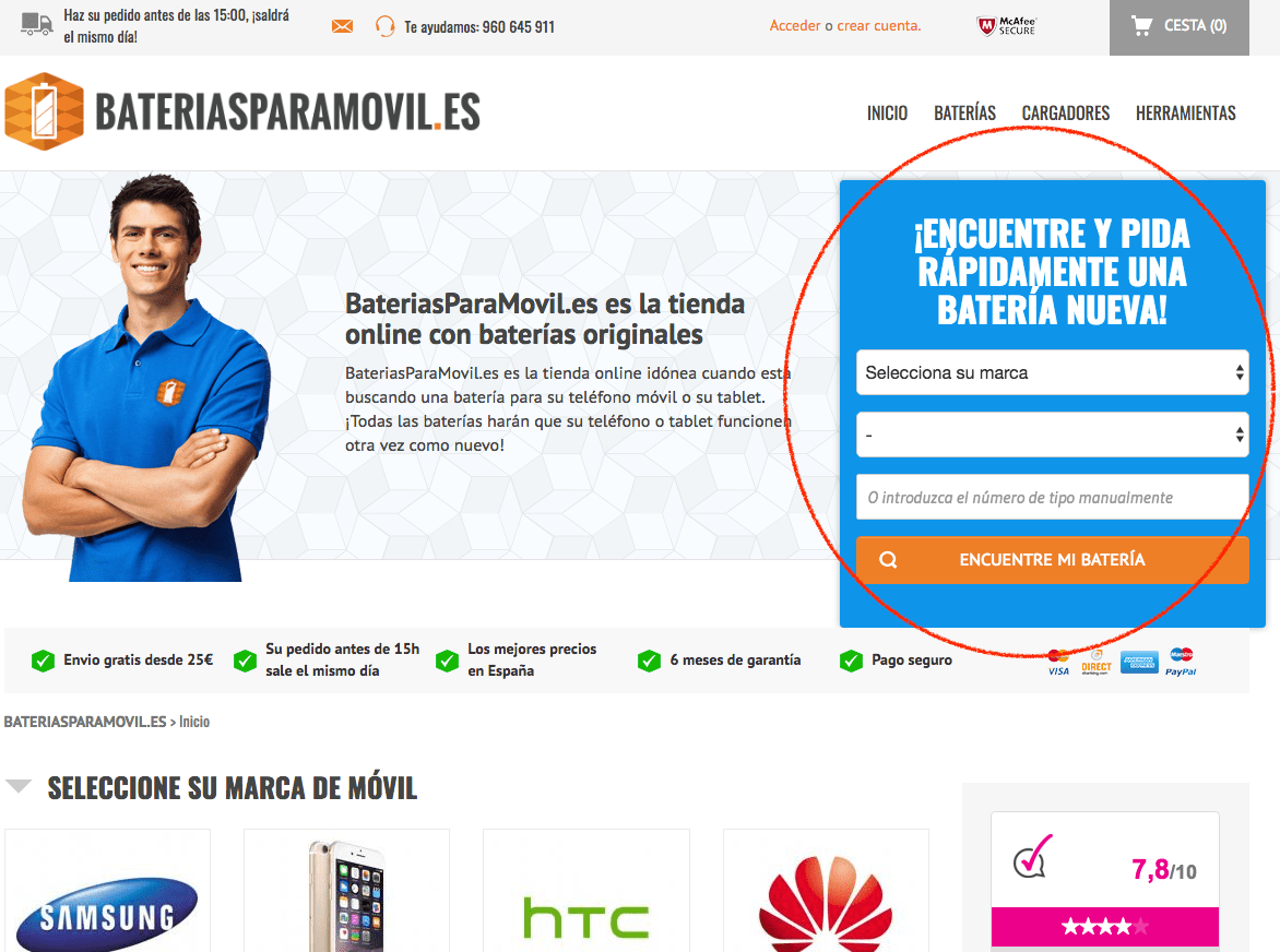 Landing page baterias movil