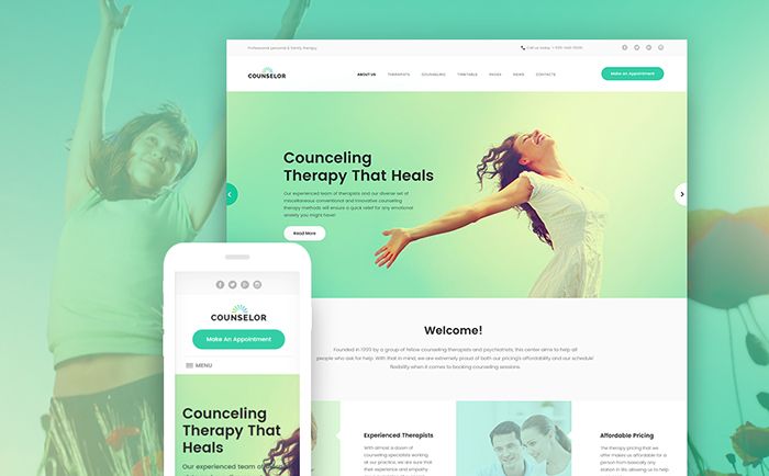 Counselor - Plantilla WordPress Responsive para Sitio de Centro de Terapia