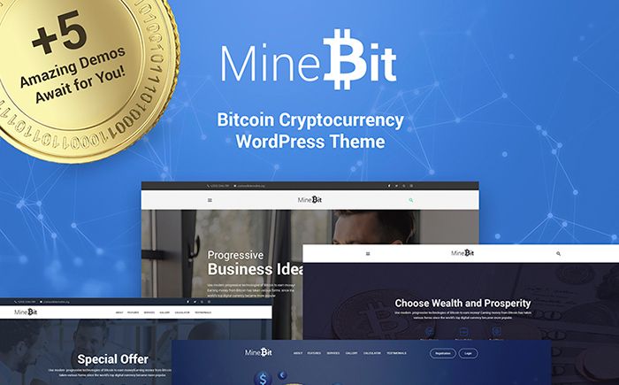 MineBit - Plantilla WordPress para Sitio de Criptomoneda Bitcoin